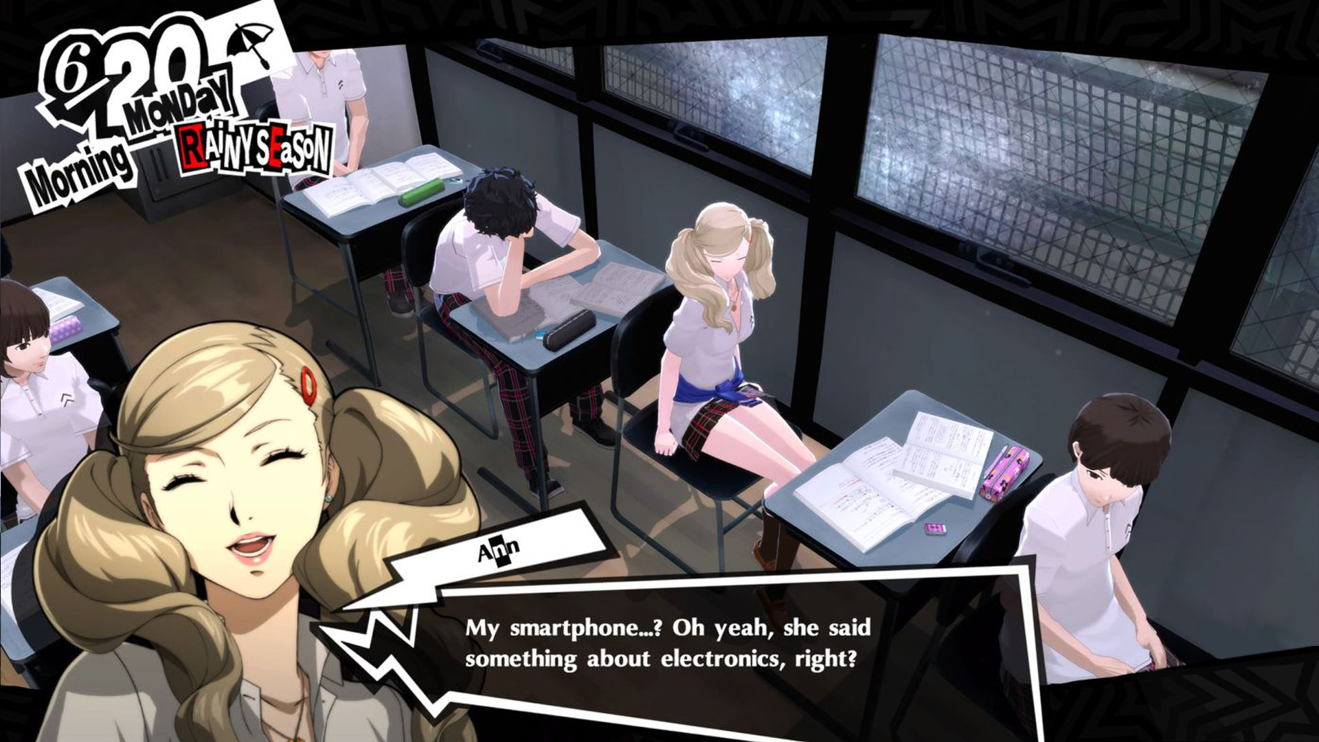 Persona 5 answers; Ann thanking the protagonist in the classroom