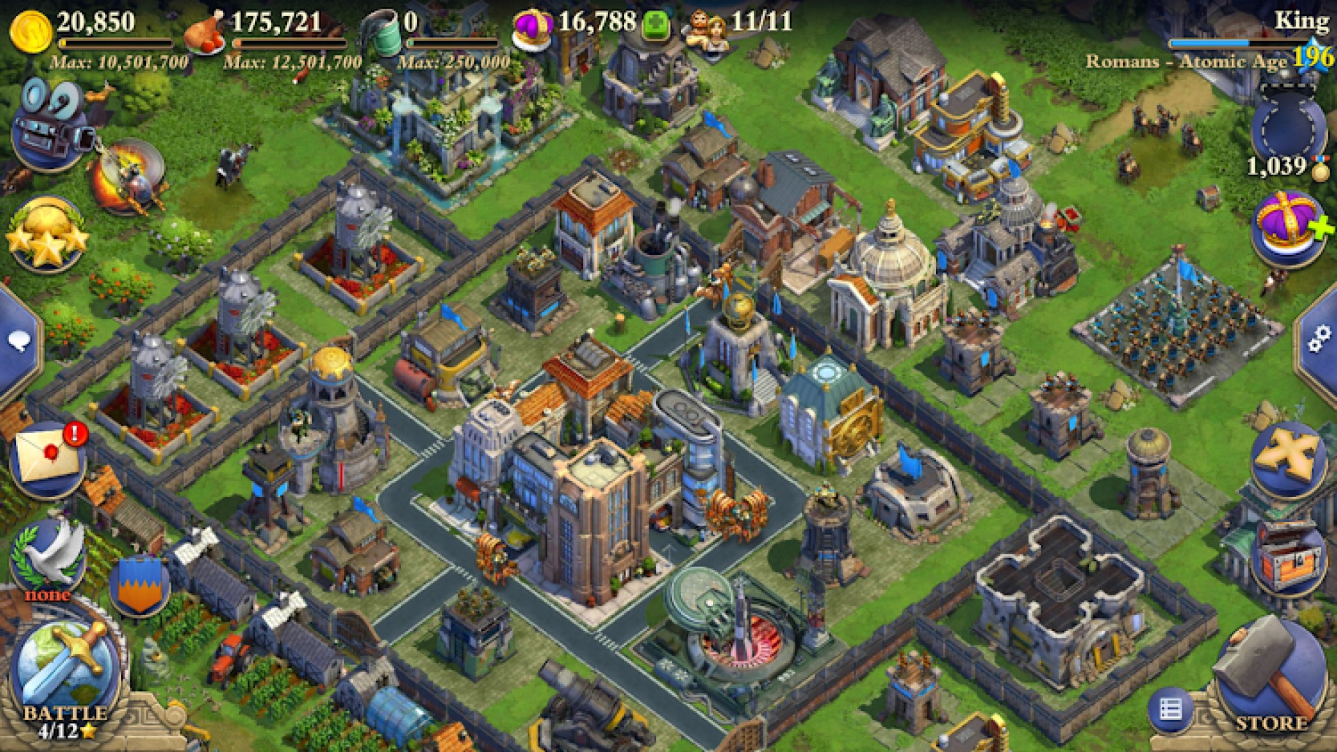 Game Strategi Paling Mobile: Dominasi. Gambar nuduhake kutha sprawling
