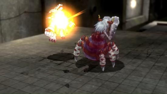 WereGarurumon attacking an unkown Digimon in an abandoned stone building battlefield