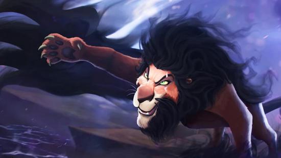Scar poised and ready to attack as he lunges forward into the Disney Mirrorverse update