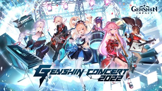 Genshin Impact wallpaper Genshin Concert 2022 showing a group of characters performing