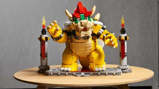 LEGO Super Mario: The Mighty Bowser set displayed on a table.