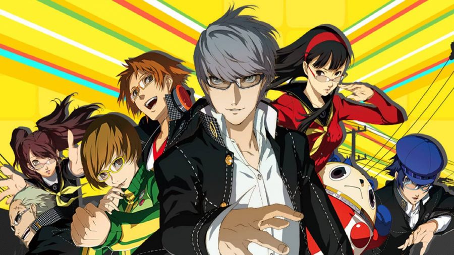 Persona 4 characters: all of the main characters from Persona 4 Golden look towards the viewer