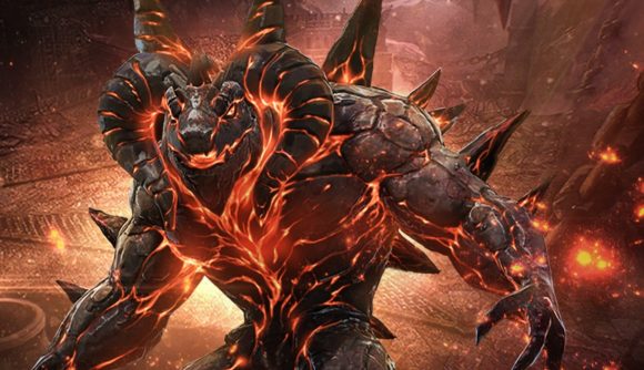A huge fiery demon that's making its debut as part of the A3: Still Alive update