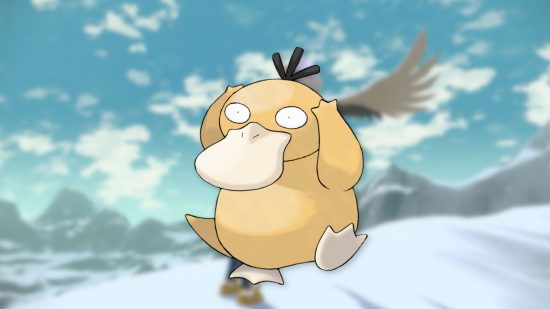 Image of bird Pokémon Psyduck experience a headache and putting their hands to their head