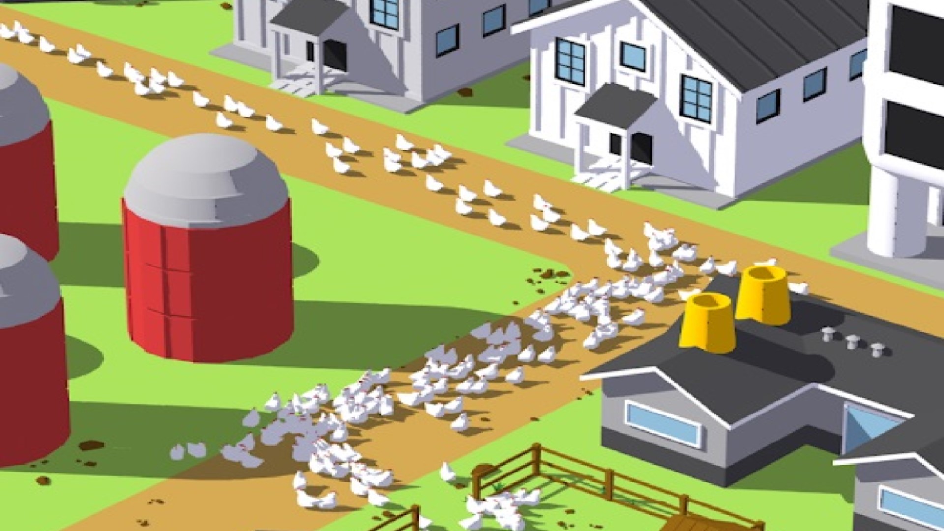 Best idle games: Egg inc. Image shows an isometric view of a farm with loads of chickens in it.