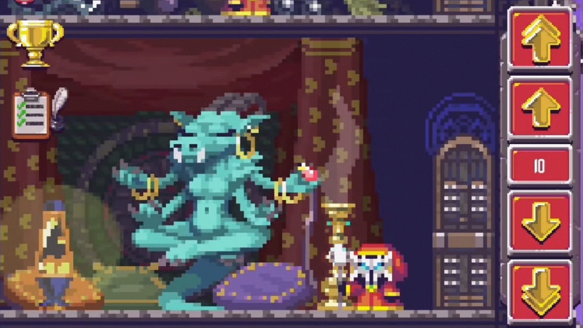 Best idle games: Idle Apocalypse. Image shows a many armed creature with a goat's head meditating in a palace.