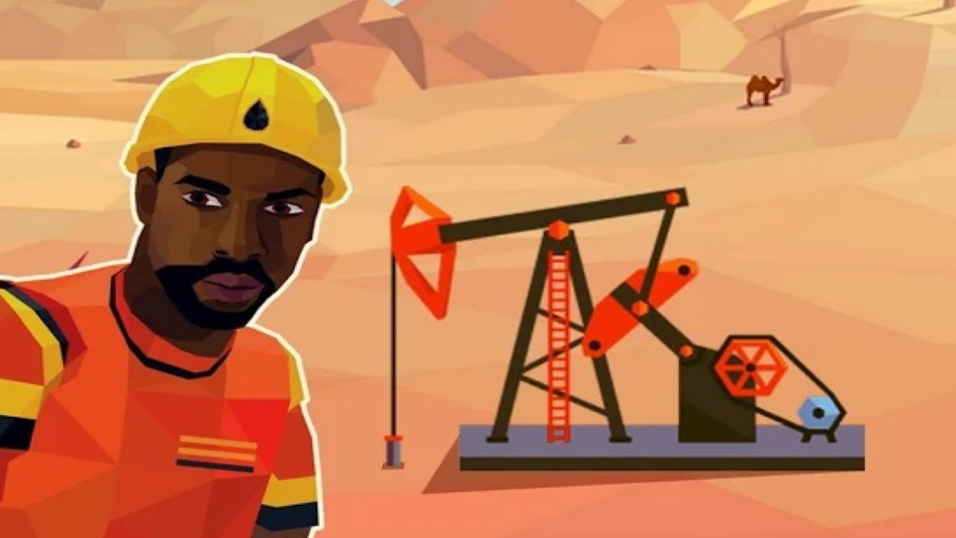 Best idle games: Idle Oil Tycoon. Image shows an engineer with an oil rig behind them.