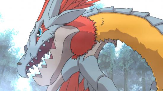 Minoru's Diatrymon after evolving with it's long neck and sharp jaws, though this evolution does not require a Digimon Survive slab