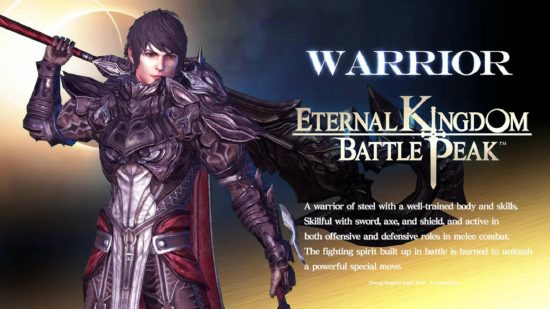 Eternal Kingdom Battle Peak classes: key art for the game Eternal Kingdom Battle Peak displays the class type known as Warrior