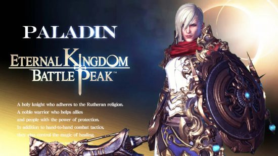 Eternal Kingdom Battle Peak classes: key art for the game Eternal Kingdom Battle Peak displays the class type known as Paladin
