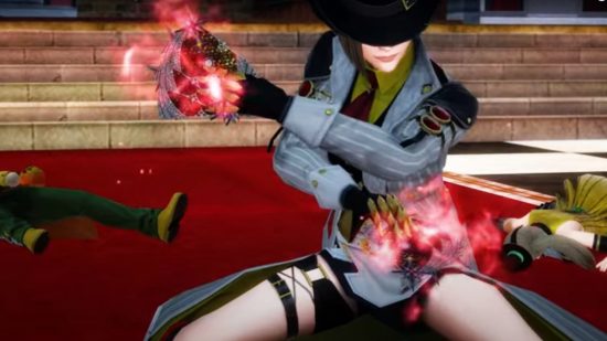 A female trickster posing in the Final Fantasy First Soldier season four trailer