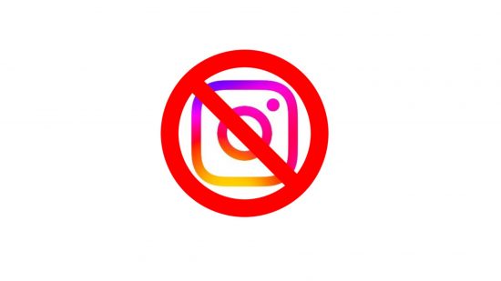 How to delete an Instagram account - a picture of the Instagram logo behind a red circle on a plain white background