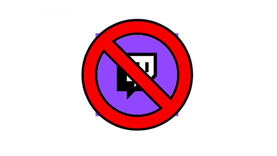 Jak usunąć konta Twitch – znak zakazu wprowadzania nad logo Twitcha na białym tle?