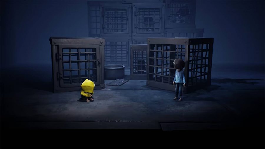 Wyprzedaż Little Nightmares na Nintendo Switch: zrzut ekranu z gry Little Nightmares przedstawia młodą postać w żółtym płaszczu skuloną