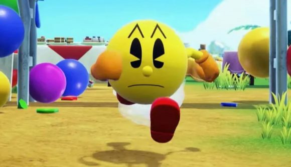 Pac-Man running away from his empty party in the opening cutscene to Pac-Man World Re-Pac