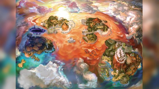 Pokemon regions: a detailed map shows an illustration of the Pokemon region Alola