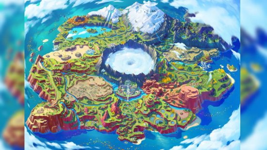 Pokemon regions: a detailed map shows an illustration of the Pokemon region Paldea
