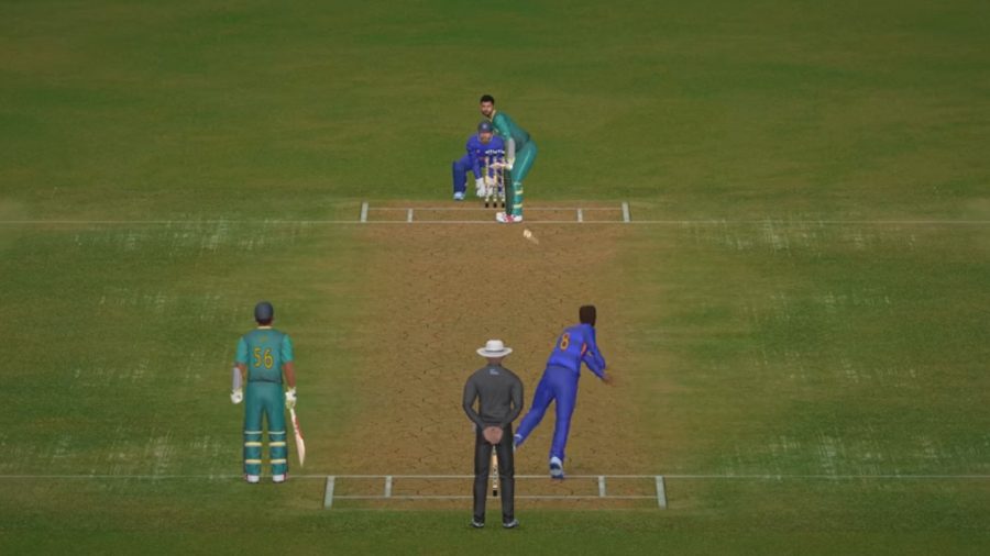Screenshot from Real Cricket 22 of an IPL team taking the field