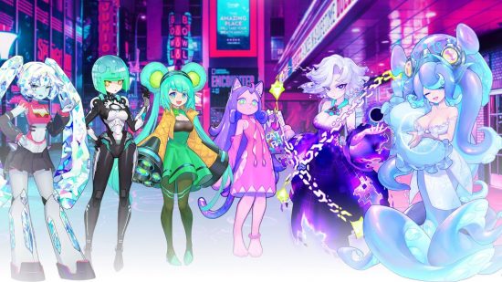 Space Leaper: Cocoon codes - Art for Space Leaper: Cocoon, showing a lineup of anthropomorphised creatures in various colourful dresses
