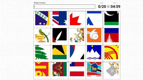 Sporcle flags of the world: A screenshot from Sporcle shows the geography quiz known as Flag Fragments 