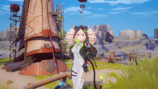 Tower of Fantasy Shiro in Crown Mines, standing with her hands on her hips