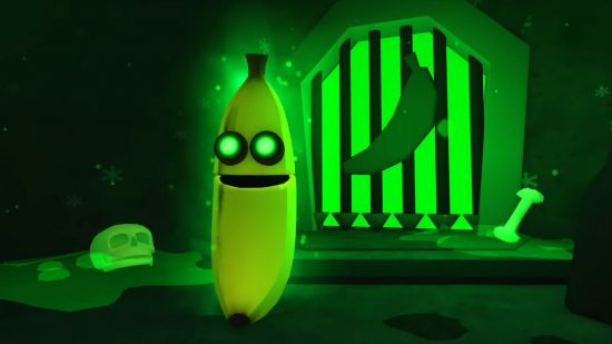 Banana Eats codes - a banana in front of a gate