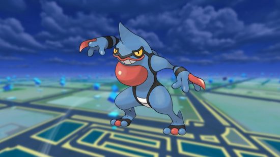 Los mejores Pokémon Toxicroak de lucha en un fondo de mapa de Pokémon GO