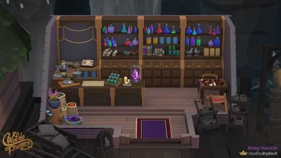 The inside of a Wylde Flowers shop from Ravenwood Hollow