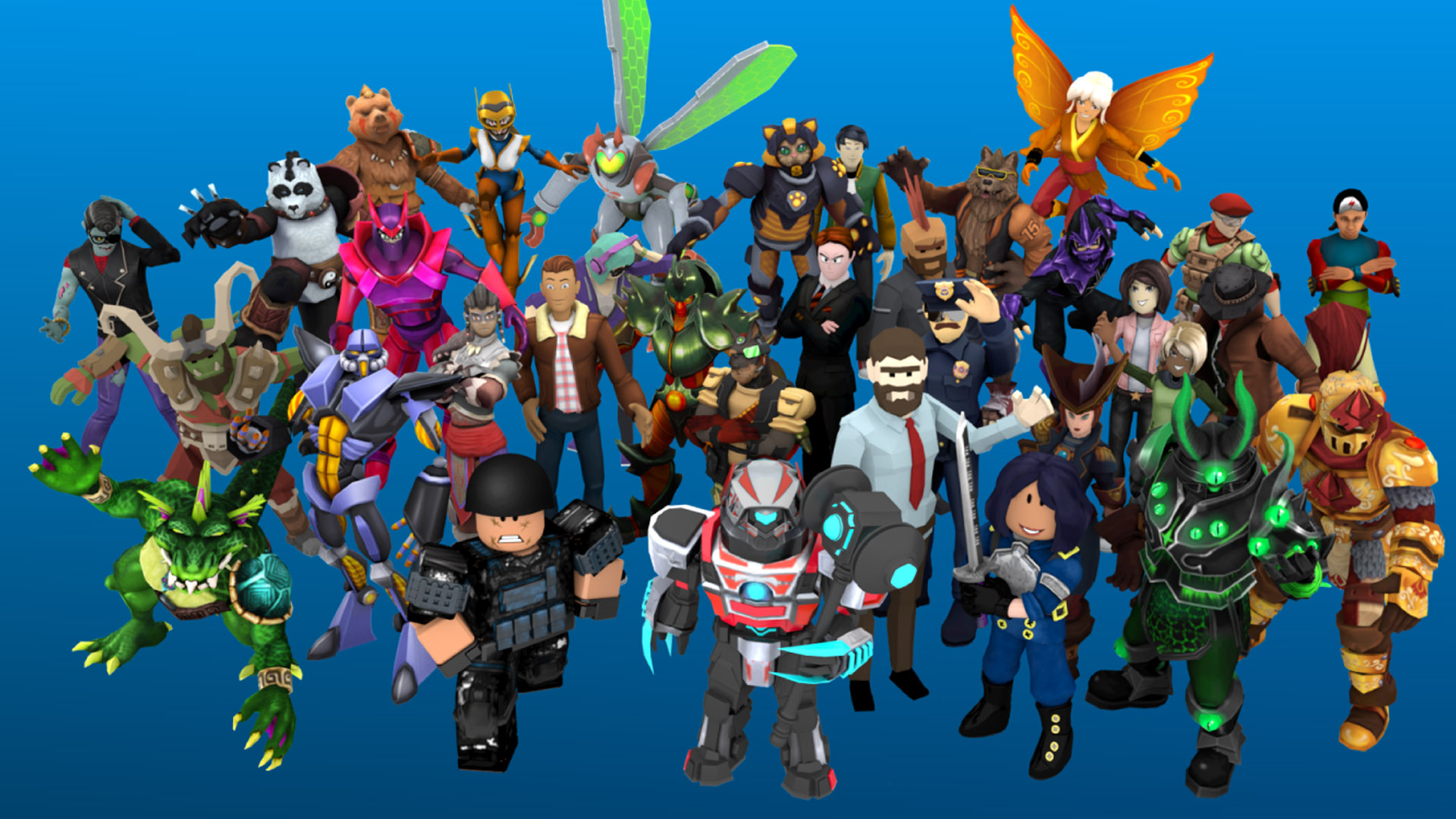 Best iOS games: Roblox. Image shows a group of Roblox characters.