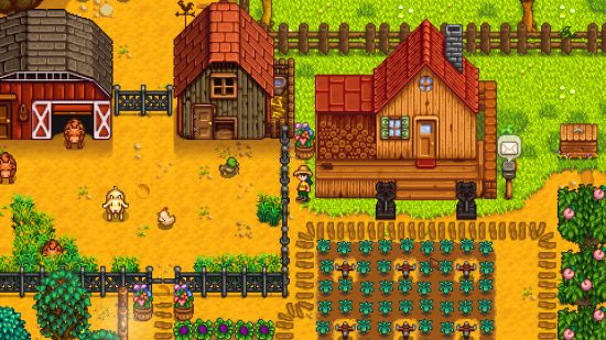 Best iOS games: Stardew Valley. Image shows a happy pixelated farm.
