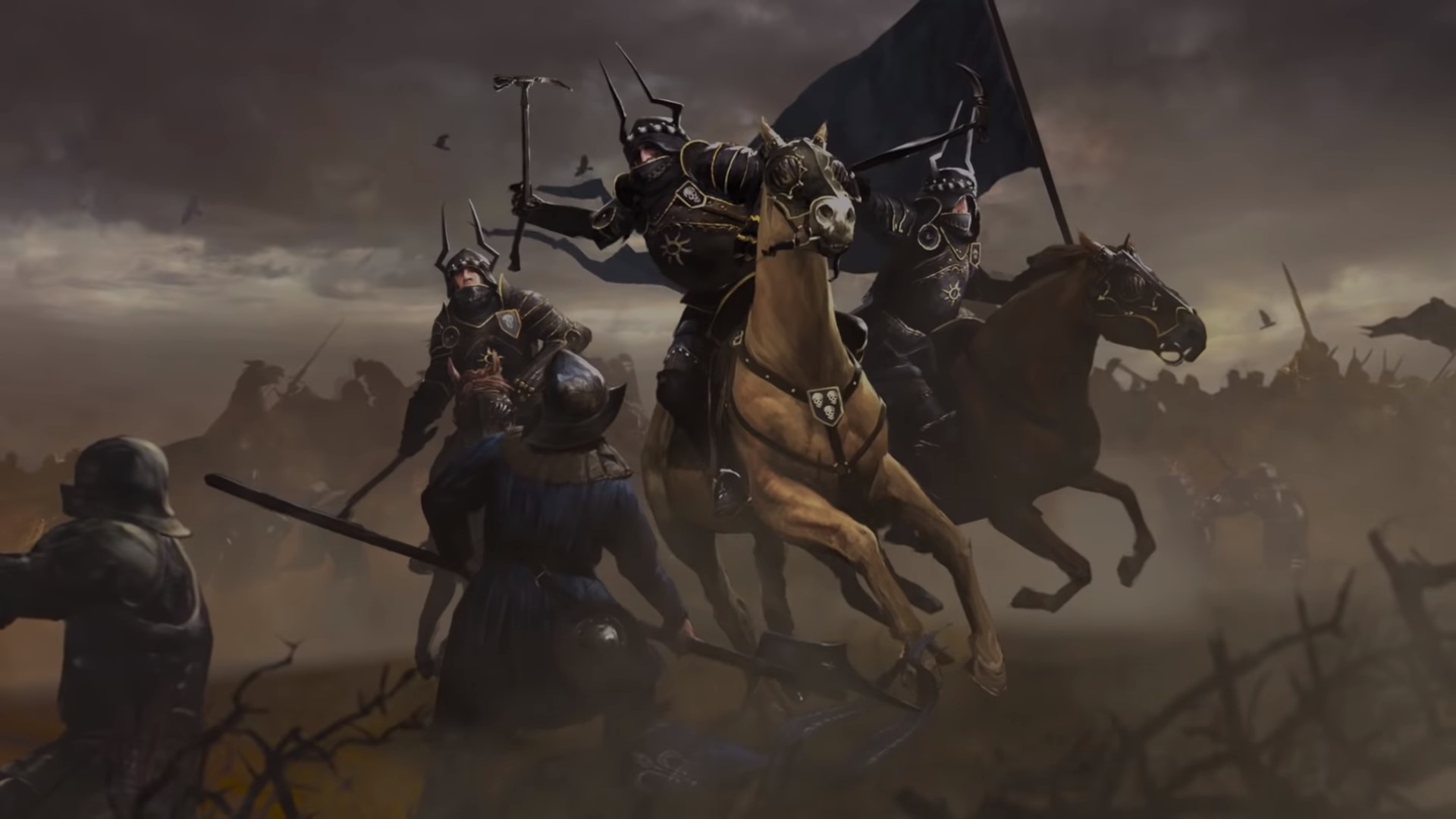 Best mobile multiplayer games: Gwent. Image shows a figure on horseback in a battle.