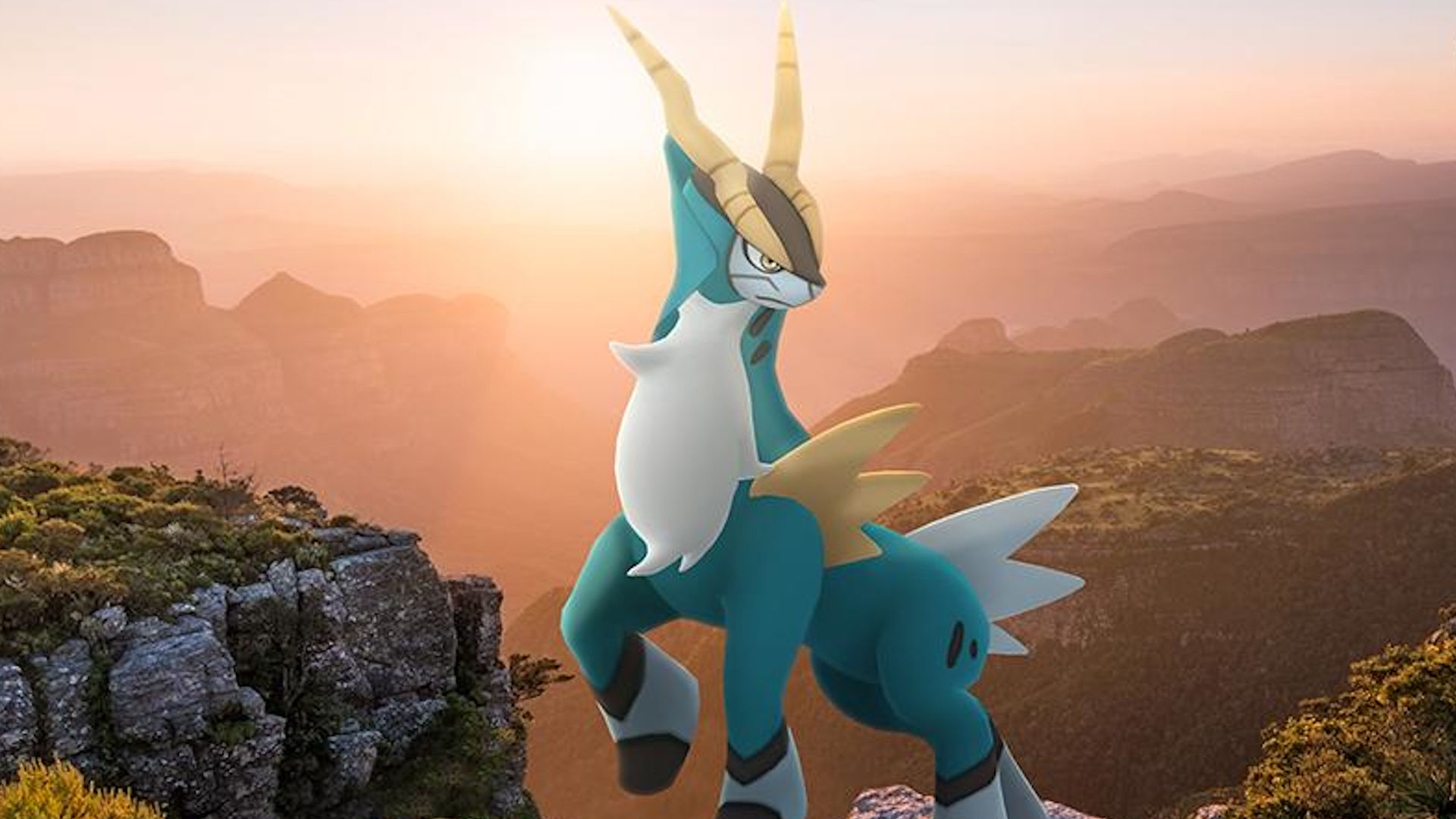 Best mobile multiplayer games: Pokémon GO. Image shows a legendary Pokémon in a mountainous area. 