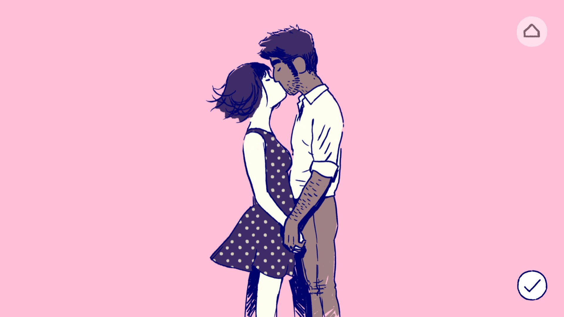 Bästa mobila pusselspel: Florens. Bilden visar två personer som kysser romantiskt