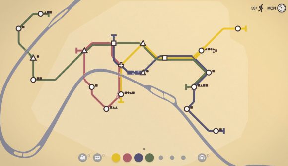 Best mobile puzzle games: Mini Metro. Image shows a metro map.