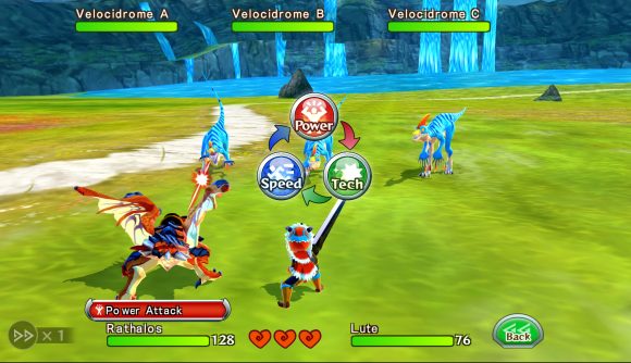 Best mobile RPGs: Monster Hunter Stories. Image shows a battle between humans and monsters.