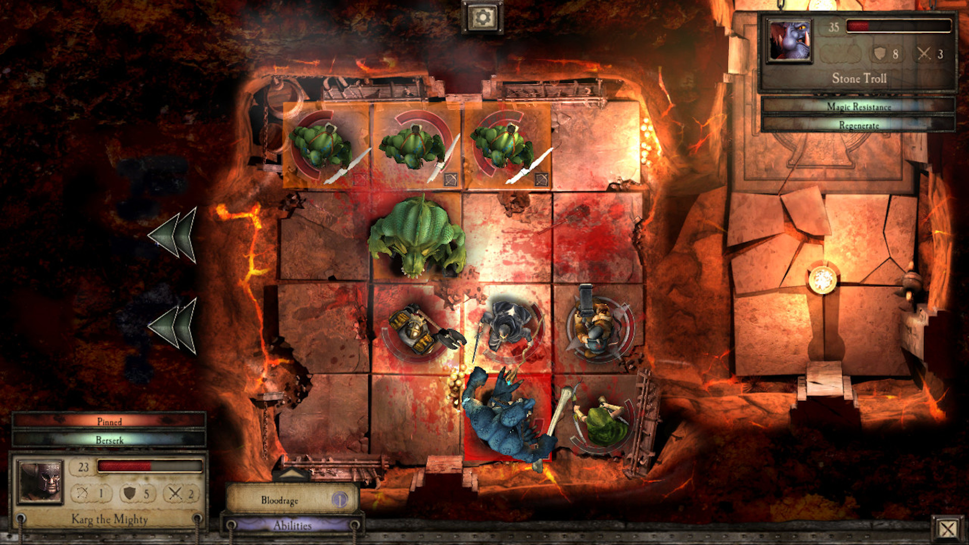 Best mobile RPGs: Warhammer Quest. Image shows a battle laid out on a grid.