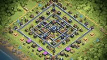Clash of Clans bases: a screenshot from the game Clash of Clans shows a series of building and fortreses