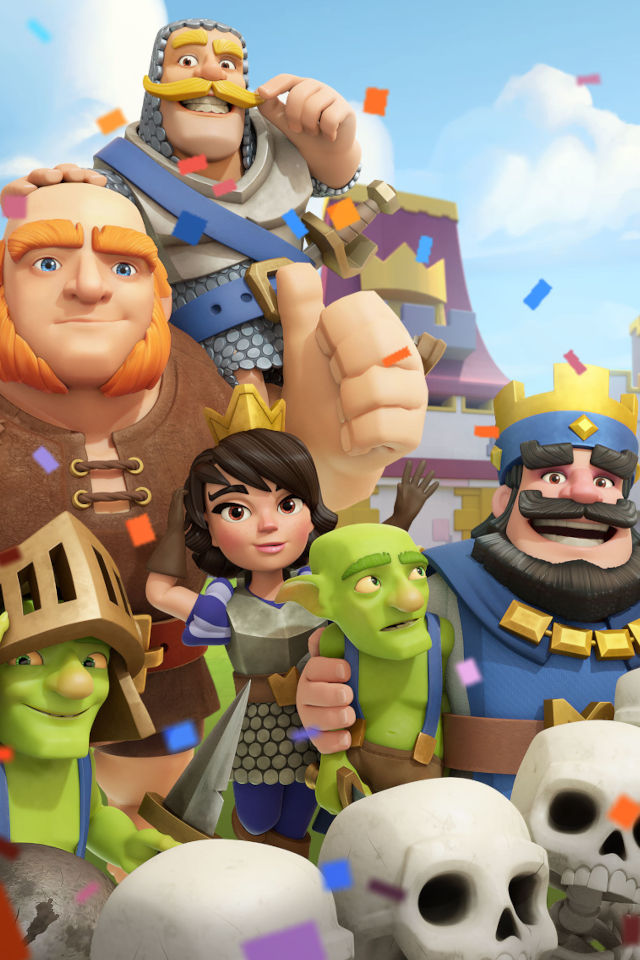 A selection of Clash Royale characters gathered for a photo 