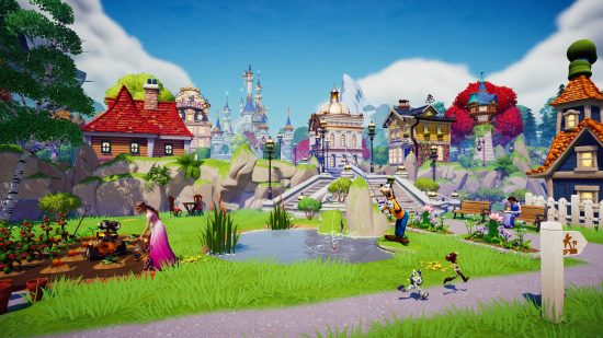 Disney Dreamlight Valley clay - a bunch of characters performing tasks such as gardening and fishing