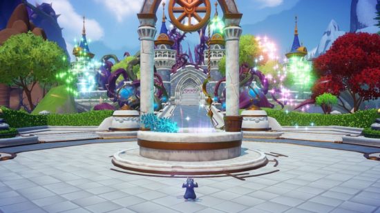 Disney Dreamlight Valley codes - Remi celebrating with fireworks in front of a fountain