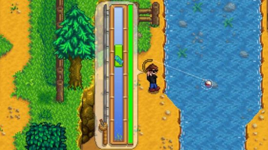 Screenshot of fishing from Stardew Valley for fishing games on Switch and mobile