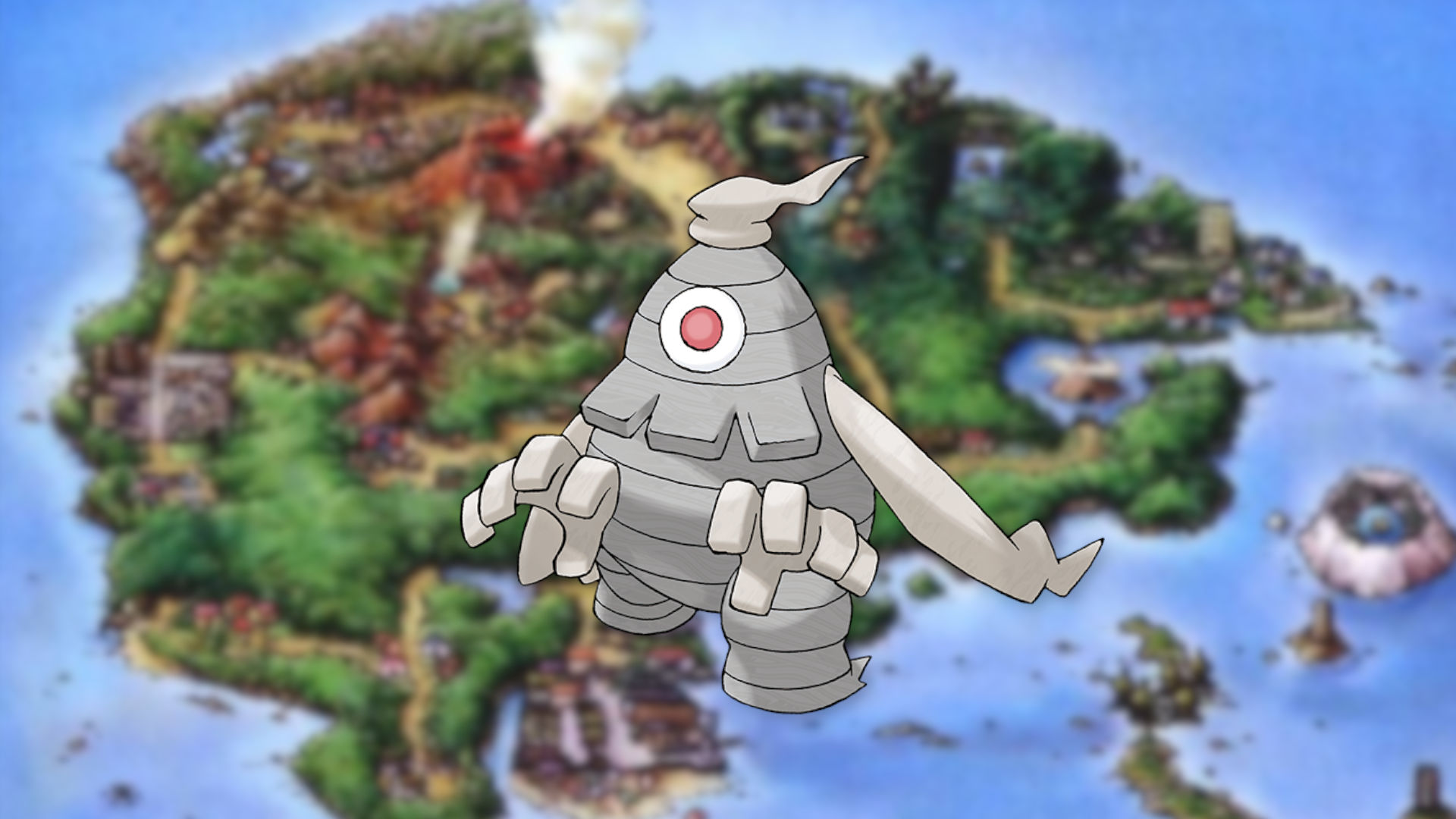 Dusclops a gen 3 Pokémon, on a Hoenn background