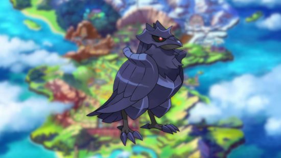 Corviknight-Bild auf einem Galar-Hintergrund für den besten Pokémon-Guide der 8. Generation
