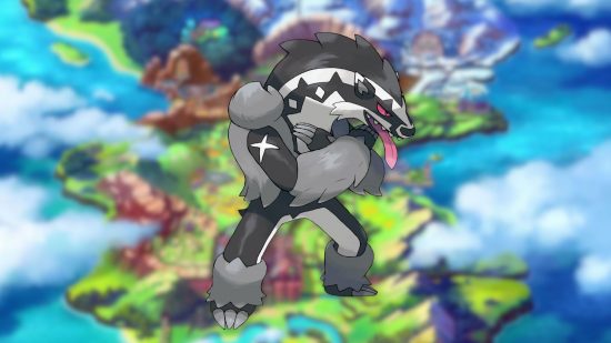 Obstagoon image on a Galar background for best gen 8 Pokémon guide