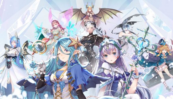 Girls Connect tier list - a large group of cute Girls Connect characters posing