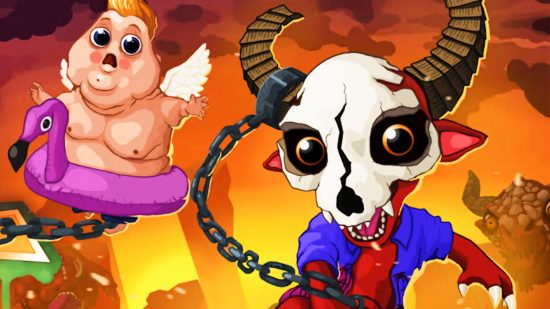 Hell Pie review - Nate and Nugget chained together