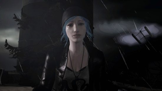 Life is Strange Remastered Collection review - Chloe stood in front of a lighthouse during a storm