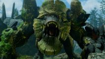 A hulking massive monsters screenshot covered in moss and algae for Monster Hunter Rise Sunbreak monsters guide