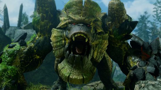 A hulking massive monsters screenshot covered in moss and algae for Monster Hunter Rise Sunbreak monsters guide